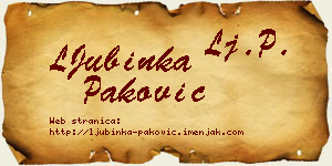 LJubinka Paković vizit kartica